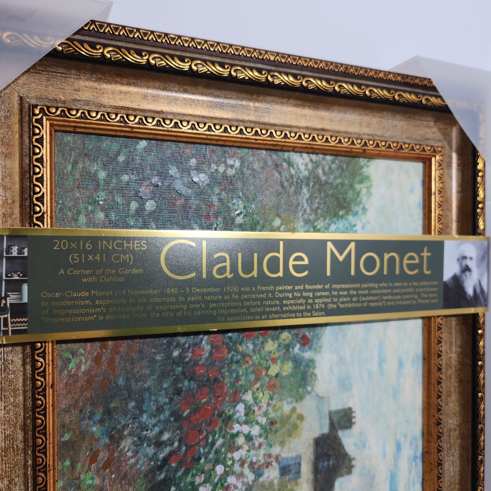 Monet Artist’s Garden at Argenteuil Canvas 20×16 Textured Framed Art Reproduct