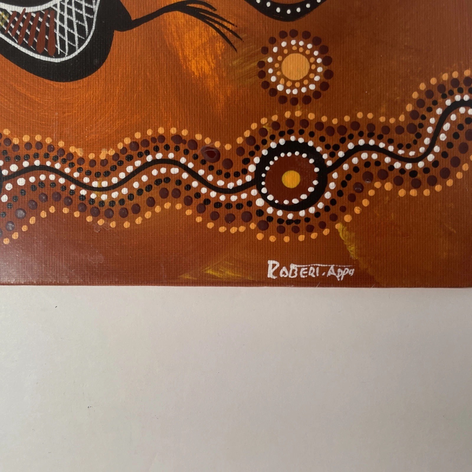 Robert Appo Original Lizard Aboriginal Art Acrylic on Canvas Signed