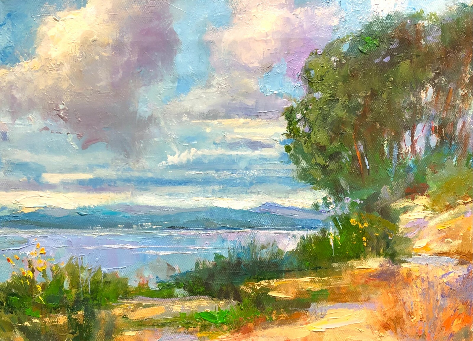Clouds over Trees oil painting original WA landscape impressionism art 12×16