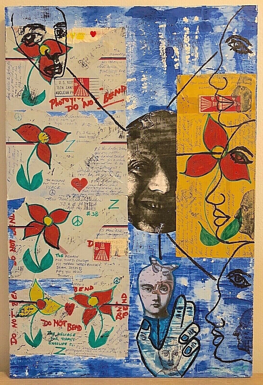 Original Outsider/Visionary/Folk Art Piece On Wood: Two Works On One – 18″x12″