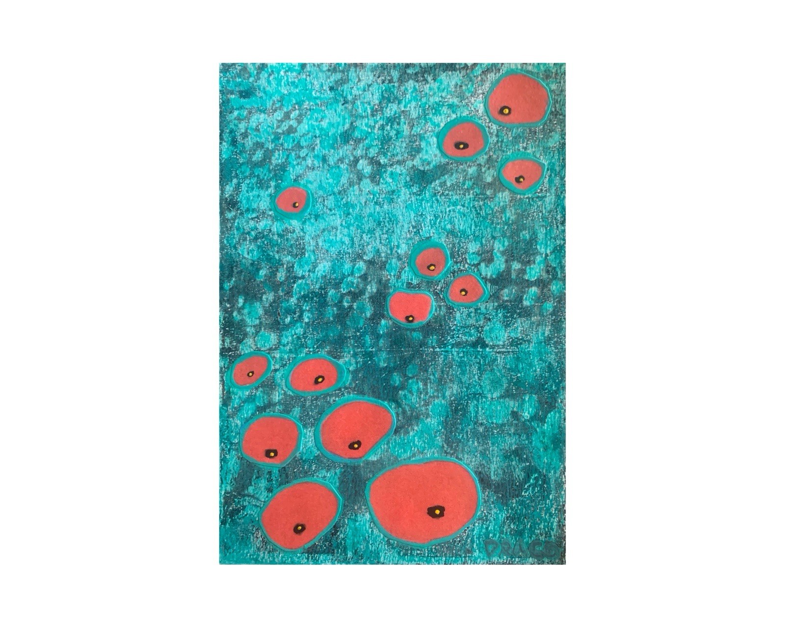 Original Abstract Expression Art Painting Poppies Landscape Acrylic Mixed Media