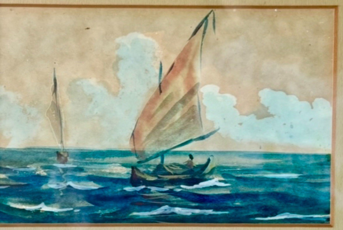 SET OF TWO VINTAGE – WATER COLOR PAINTINGS – WATER SCAPES – BEAUTIFULY FRAMED!