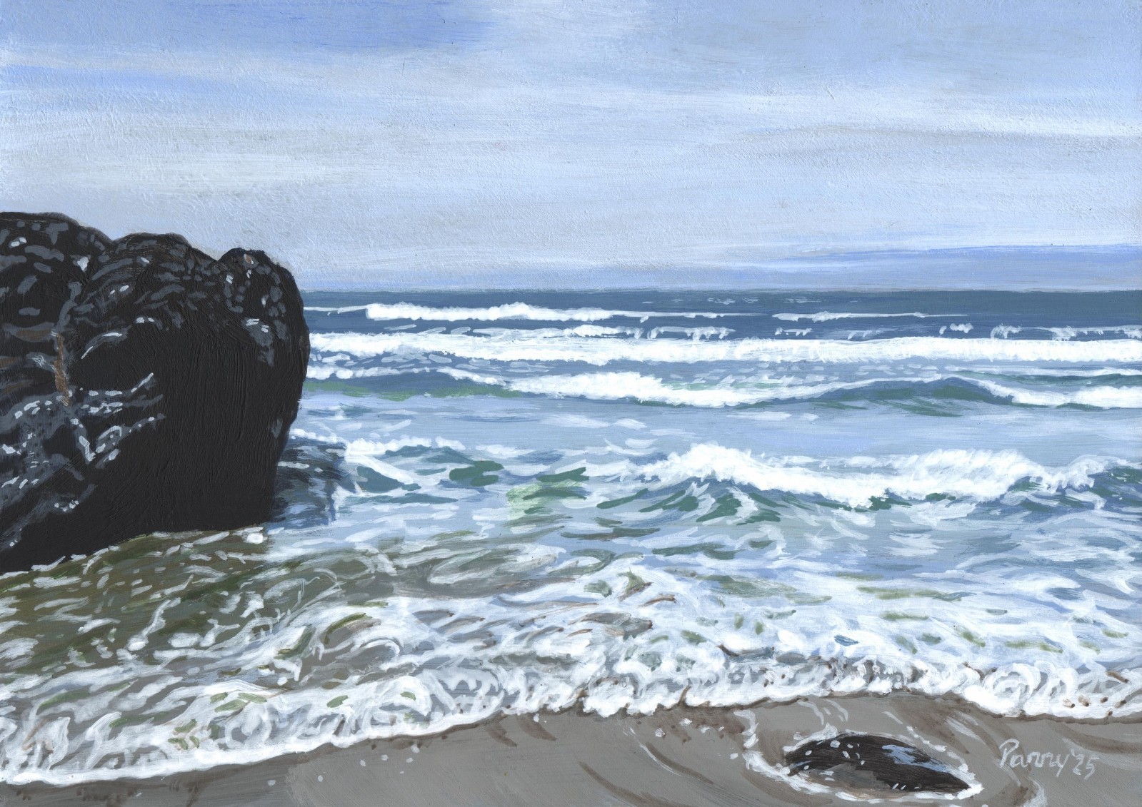 Original Seascape Painting Oregon Coast # 3125 5×7 Parry Johnson