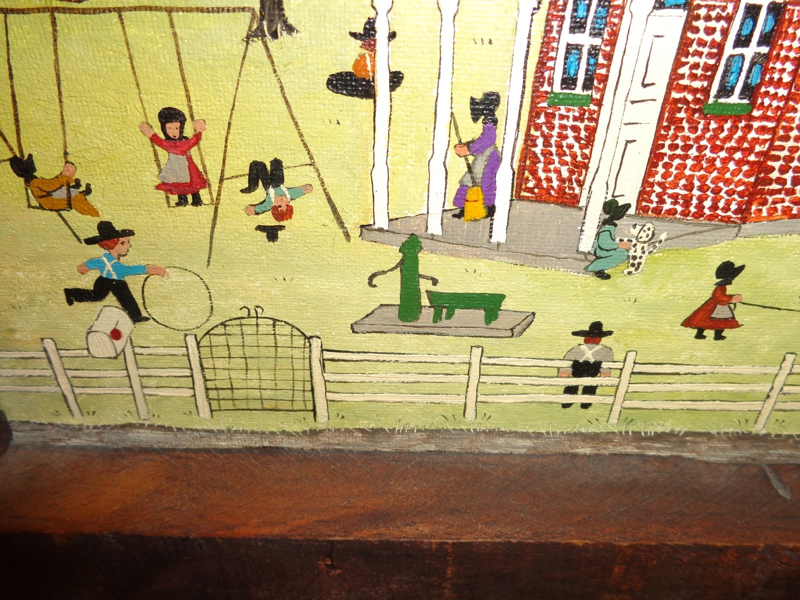 Dolores Hackenberger Oil on Board Amish One Room School House, Signed