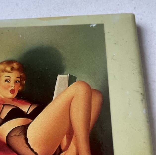 Vintage Tile Risqué Sexy Lady 1945 Edward Tunic