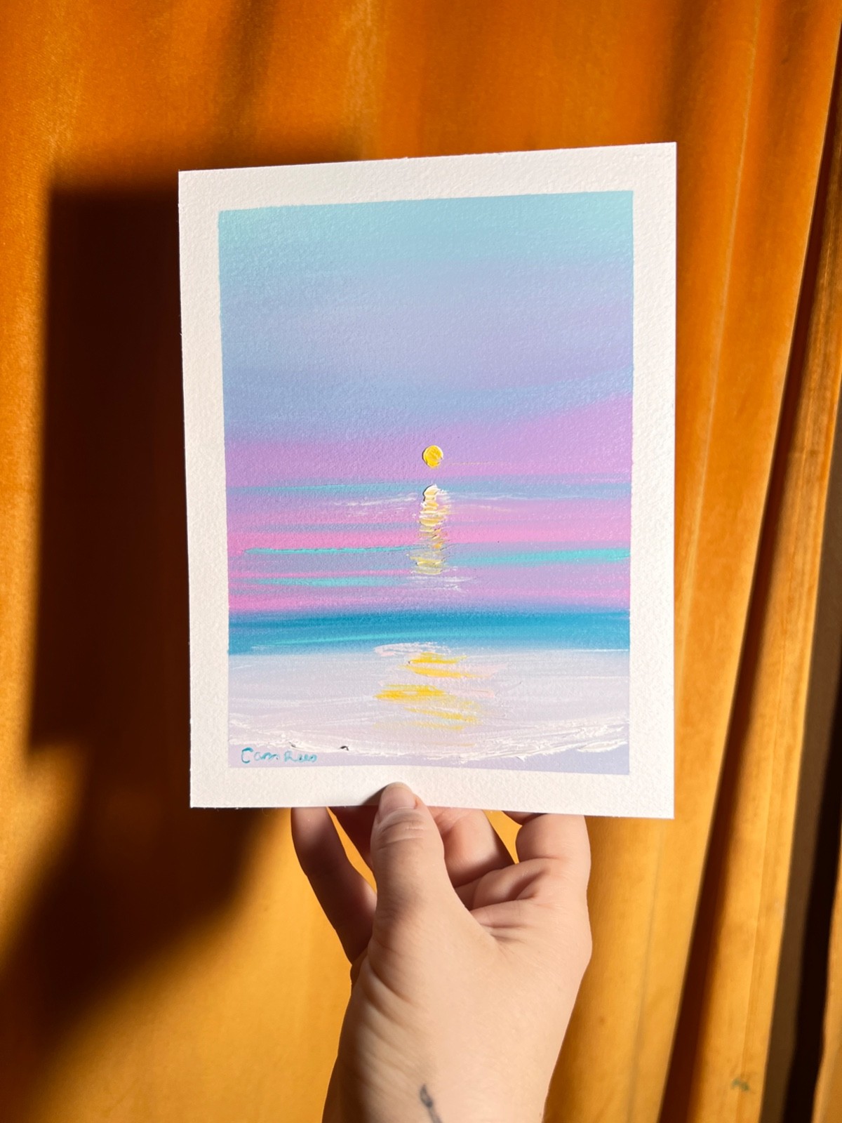 original pastel sunset beach ocean sunride purple soft sunlight waves decor