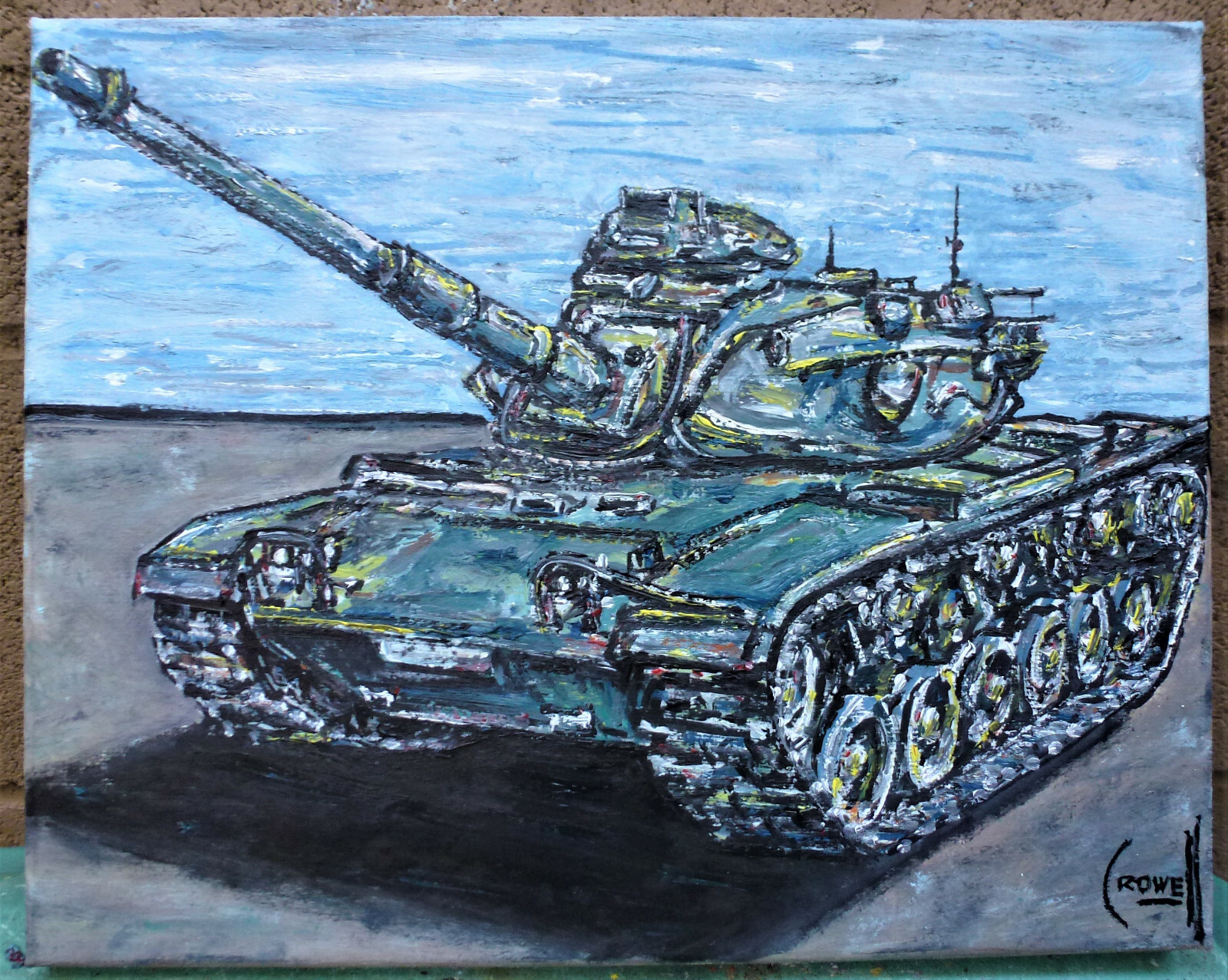1960 PATTON M60 TANK military NEW original 8×10 canvas painting signed Crowell