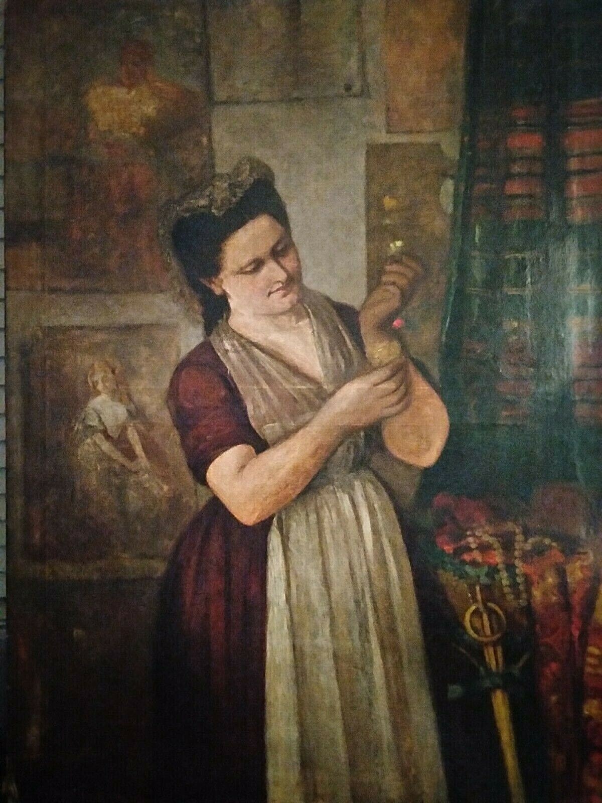 Oil Painting Portrait Bijoux French Belgian From Sir H. Drummond Wolff