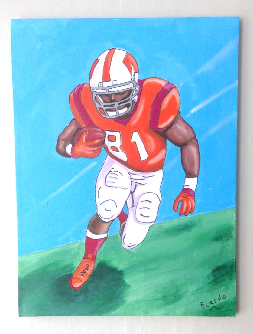 Football Player Pop Art 18×24 Original Colorful Acrylic Painting on Canvas