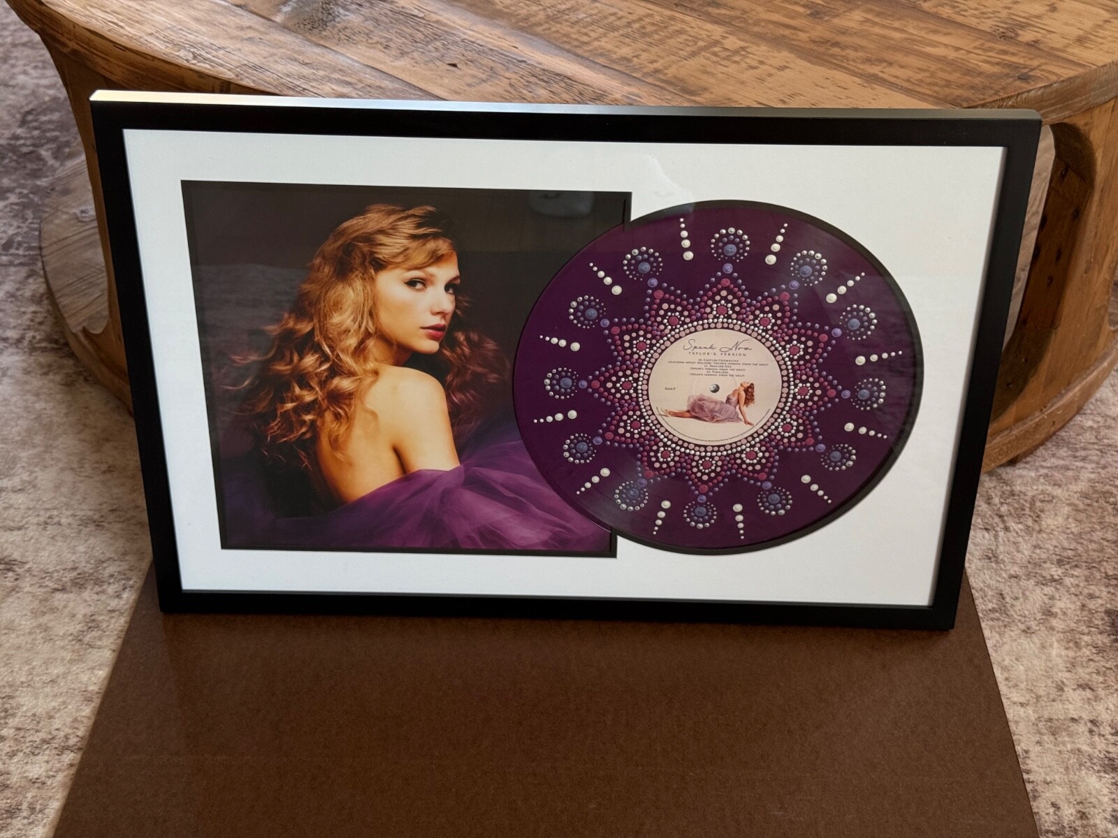 Taylor Swift Hand Painted Vinyl Dot Art (framed) with Official Insert.