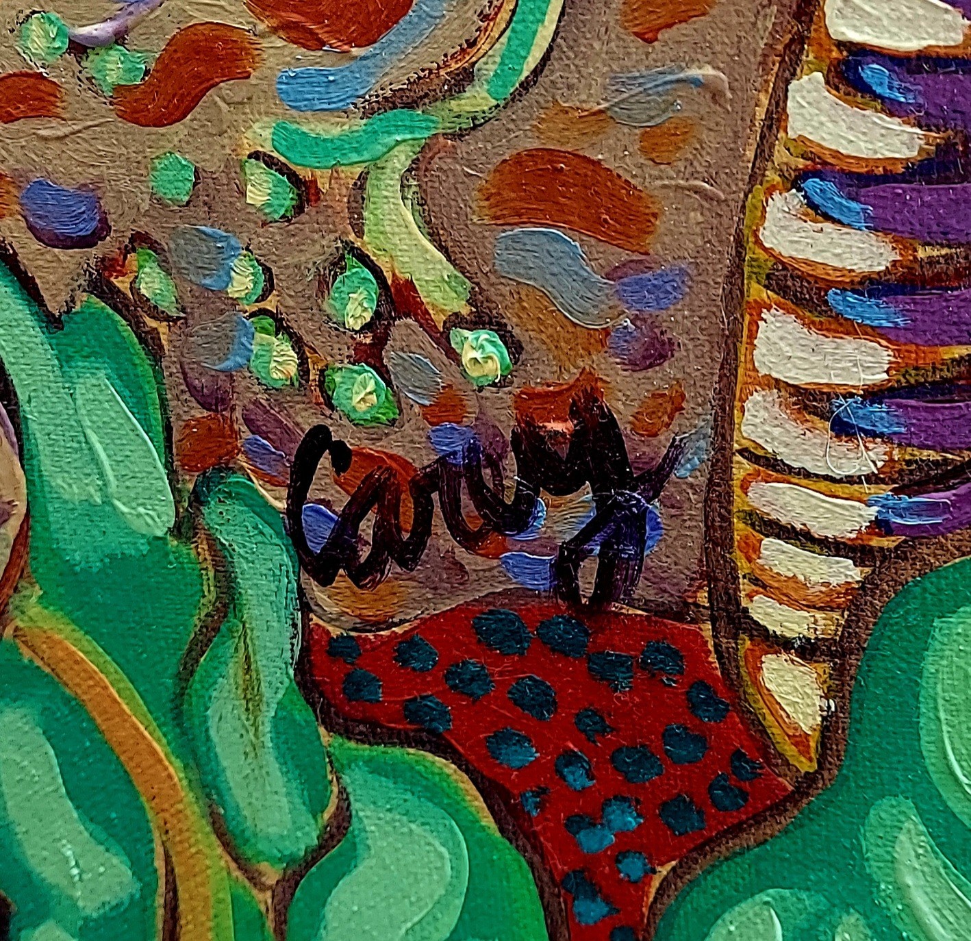 Cathy Carey Conremporary Expressive Artist 2014 Mayan Jaguar Oil On Canvas