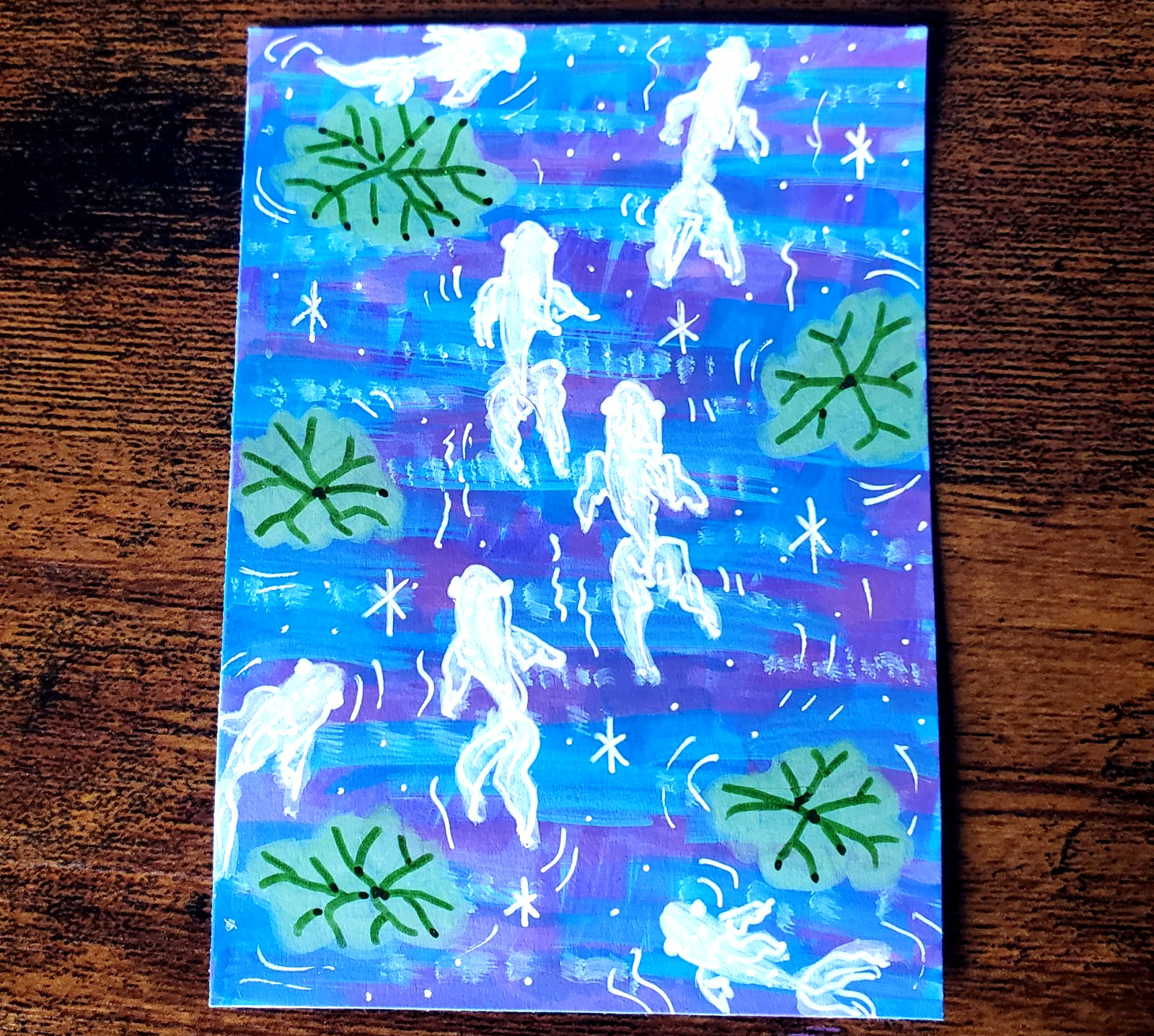 ACEO Original Art Card Wolf Spirit Haunted Moon Ethereal Ghost Wolf Painting