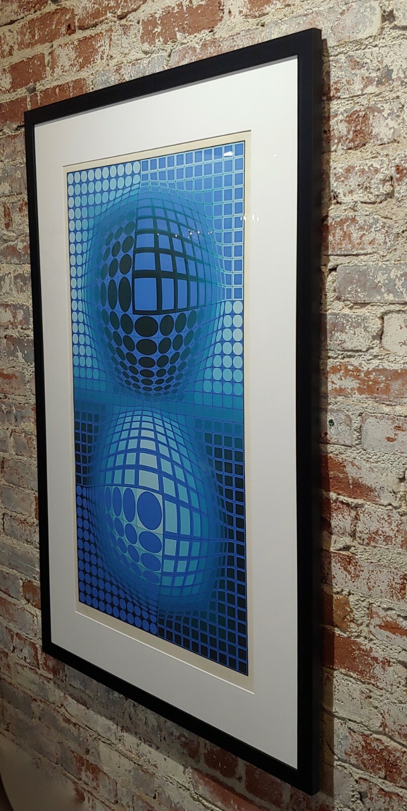 Victor Vasarely -Double Blue Spheres -Original Color Screenprint -Pencil Signed