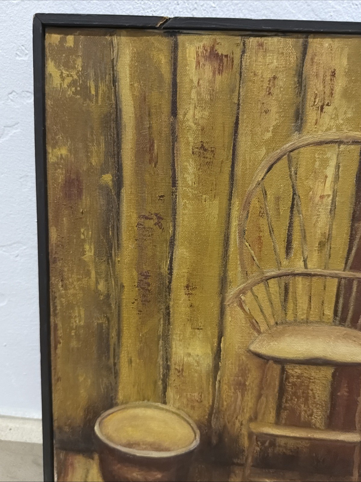 Vintage OOAK Signed Framed Original Painting Art Americana Realism Windsor Chair