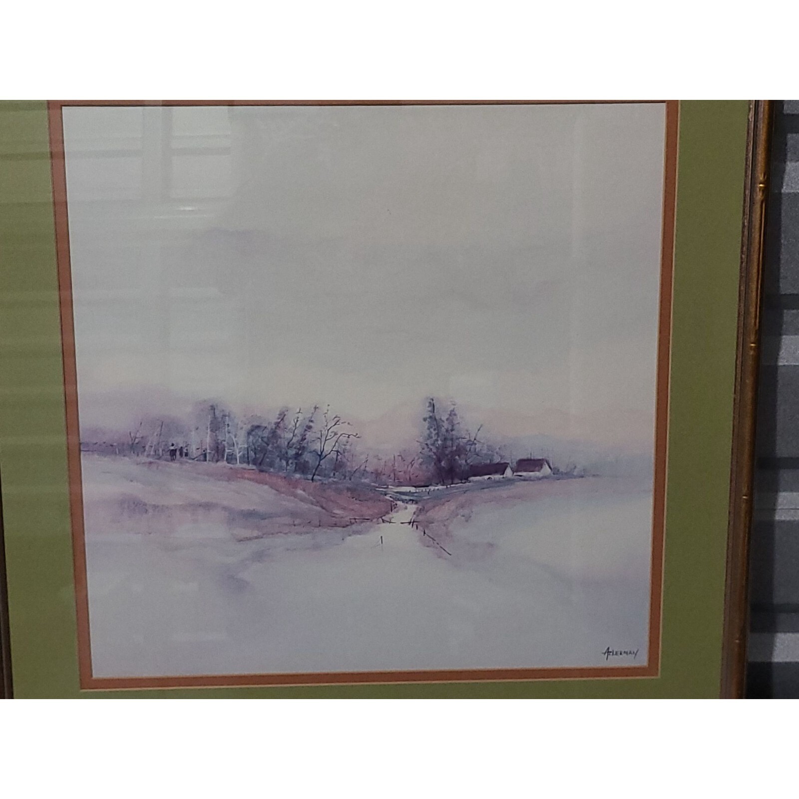 Vintage Original Watercolor painting by Ackerman Matted and Framed 25 x 25