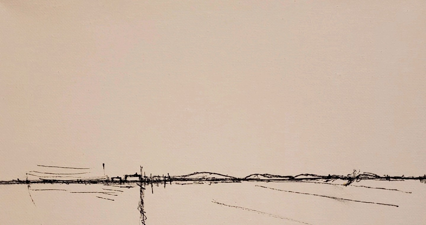 No.684 Original Abstract Minimal Landscape Ink Painting By K.A.Davis