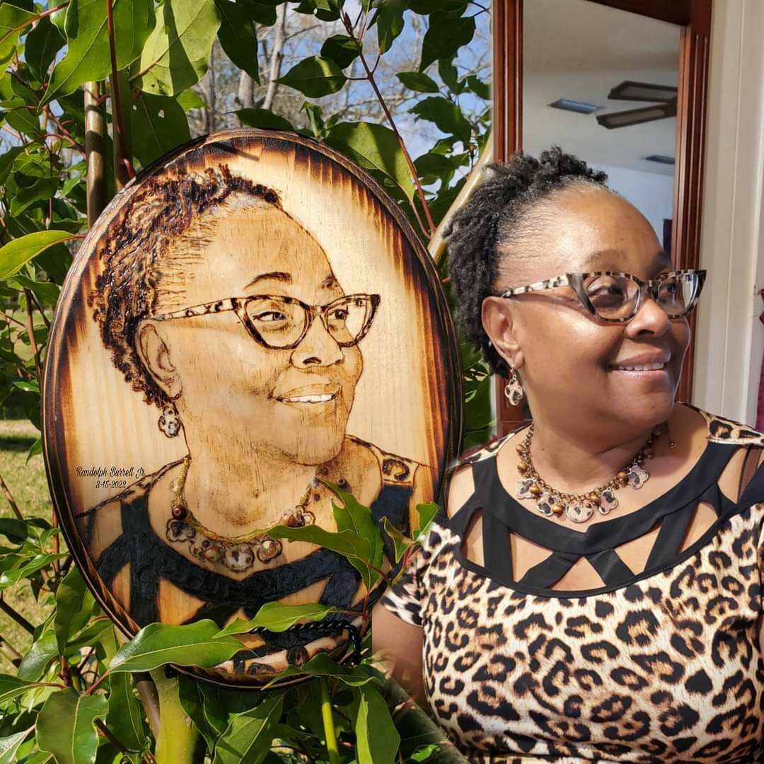 Wood Burning/Glass Etching Single/Family Portraits. Shirt Designs Custom made!