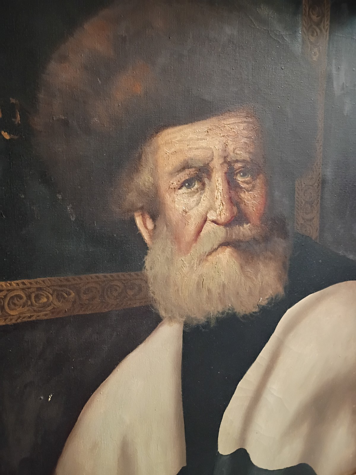 Otto Eichinger (Austrian 1922-2004) Oil on Panel Portrait Painting of a Rabbi
