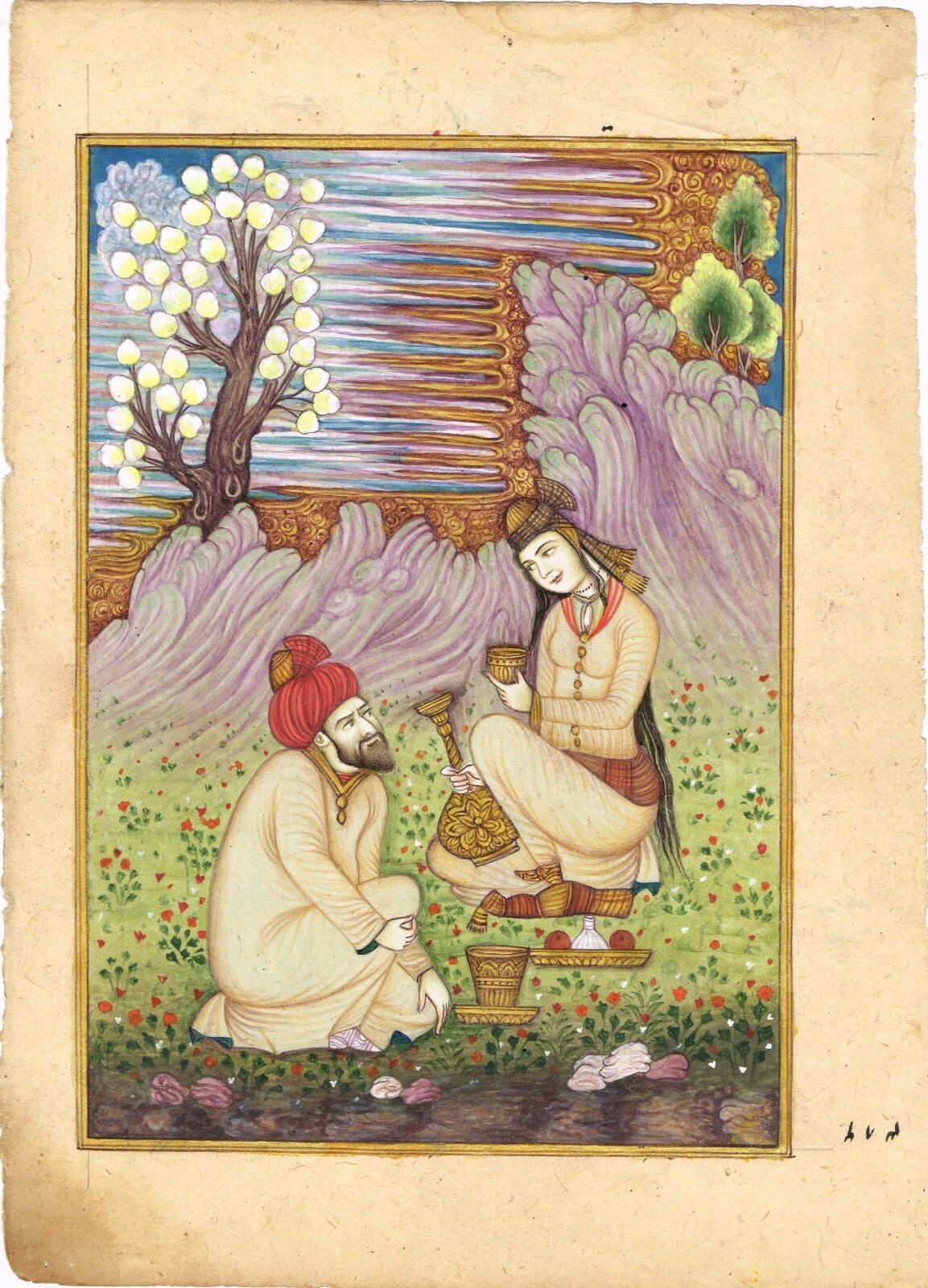 Persian Miniature Painting Of Persian Love Scene Art On Paper 6.5×9 Inches