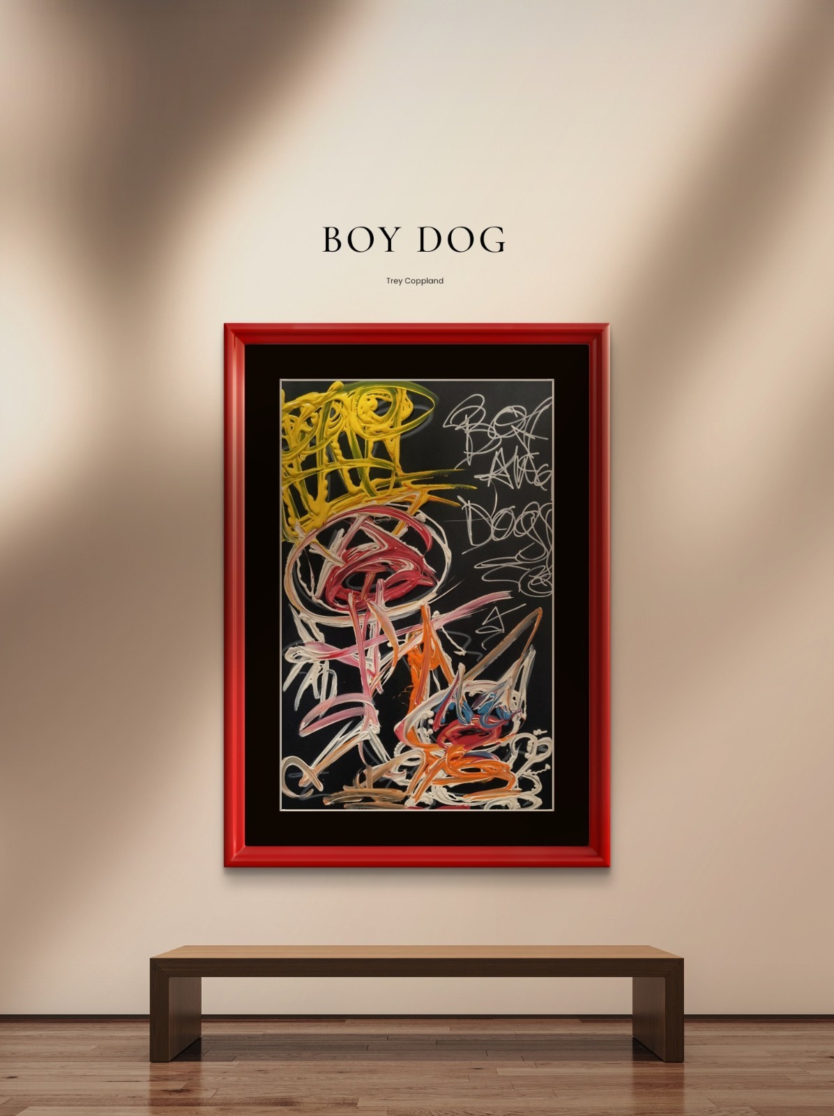 Trey Coppland, BOY And DOG Abstract Graffiti Acrylic, 24+36 in 2026, Signed