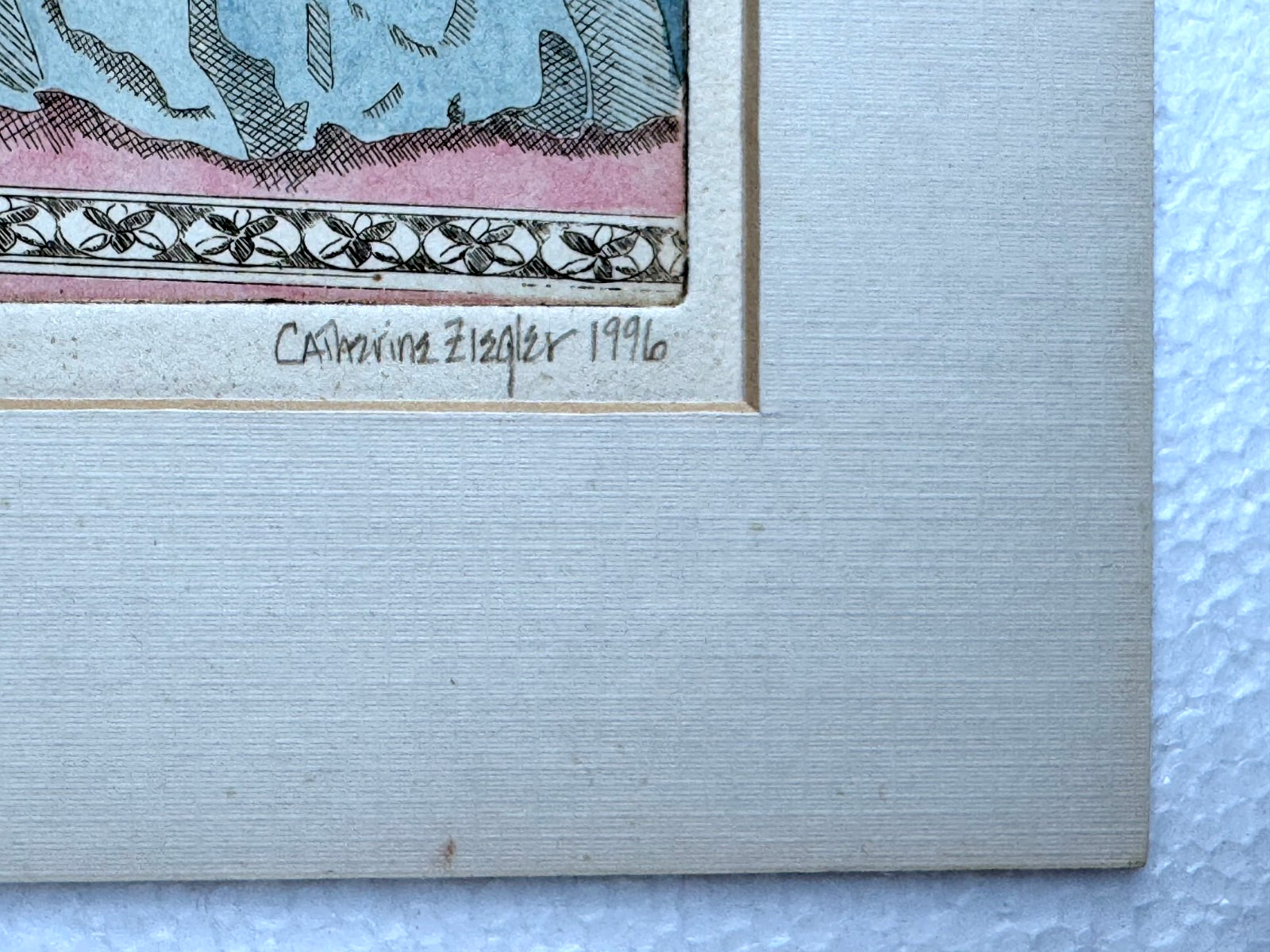 CATHERINE CATHY ZIEGLER SIGNED ETCHING WATERCOLOR AQUATINT HAND COLORED 1996 ART
