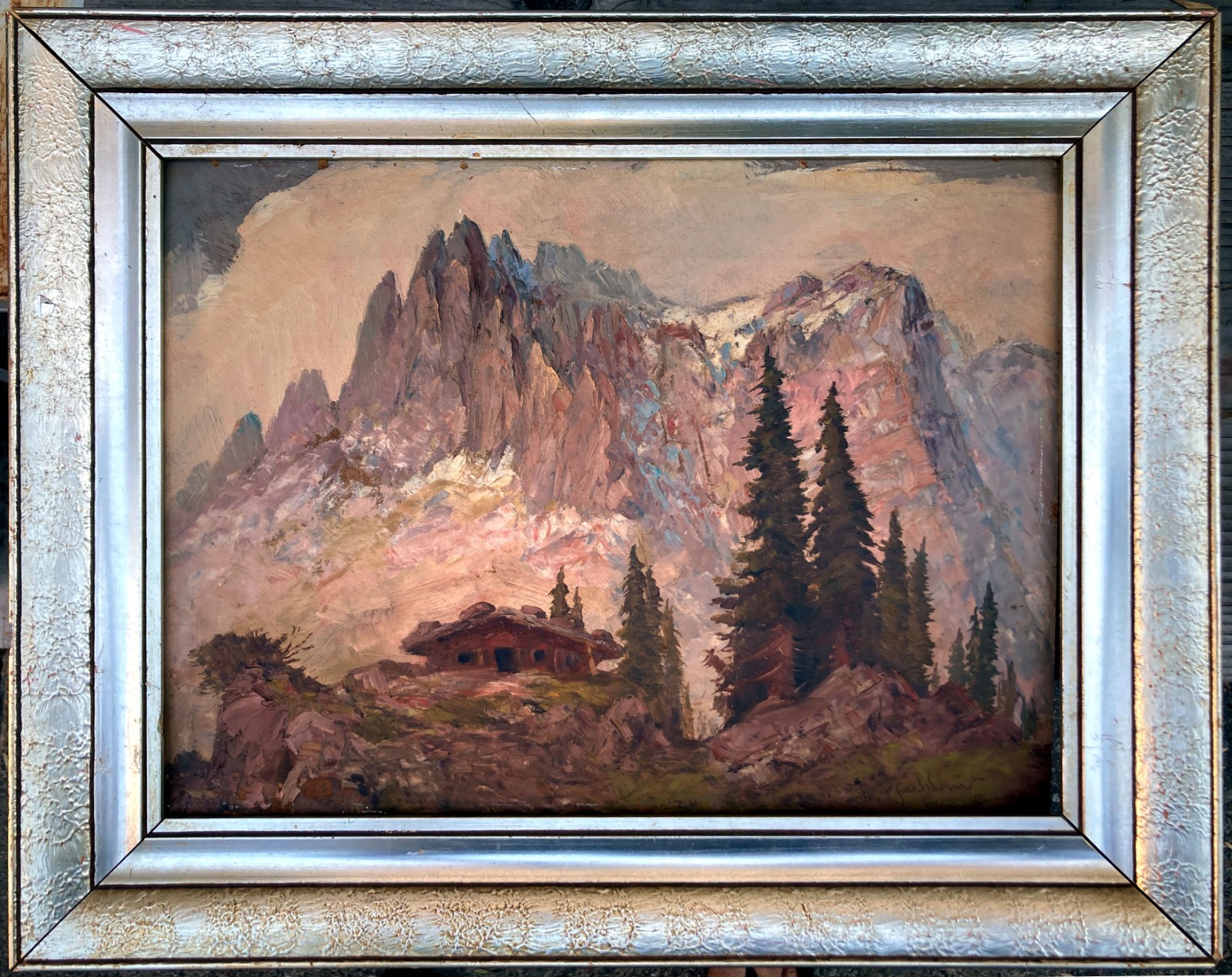 VTG Alpine Landscape OIL Painting Alps Switzerland Germany Austria ART 1950s