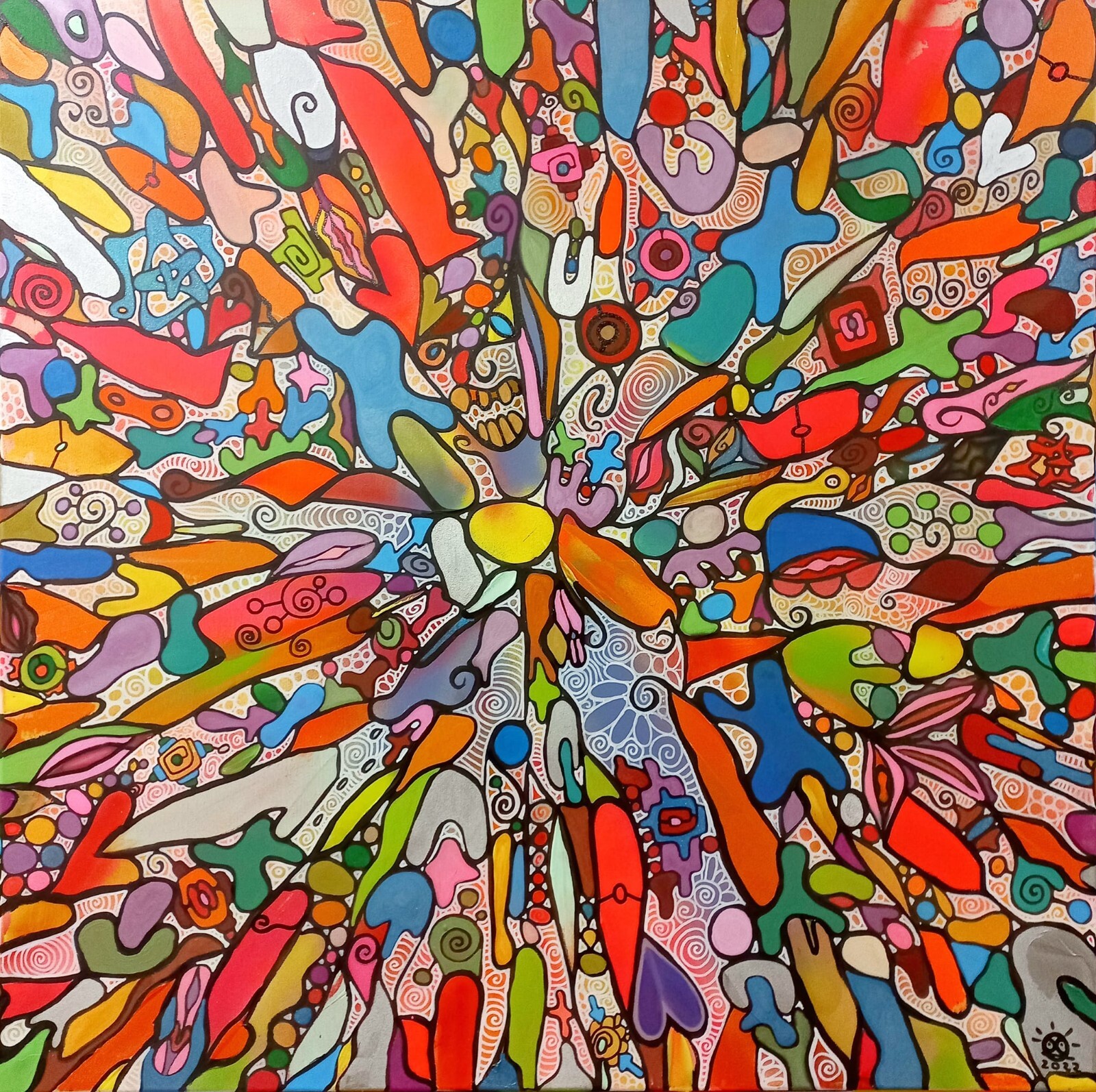 Hand Painted Original Abstract trippy UV Reactive Canvas LEMINX BURNING DESIRE