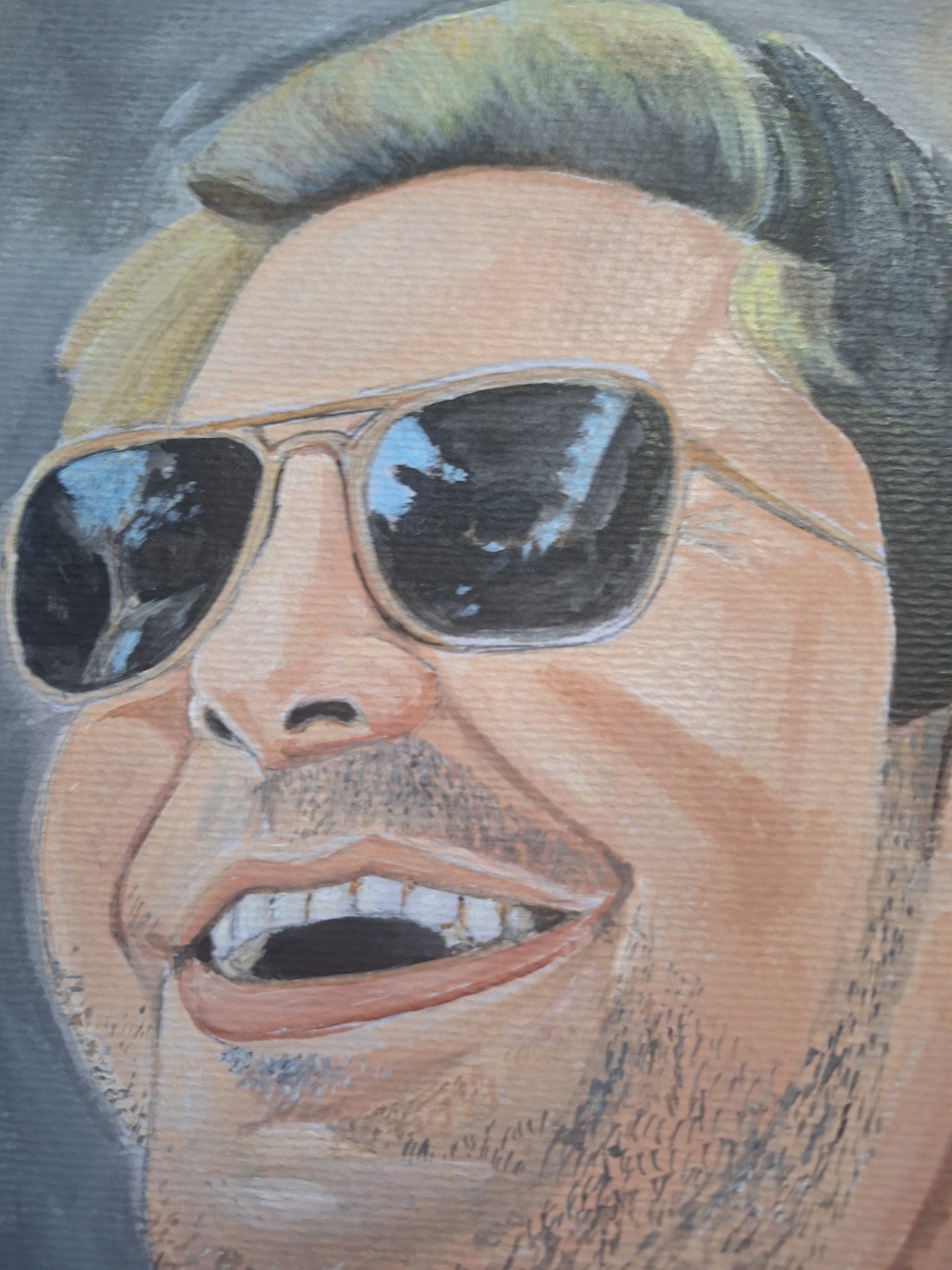 Contemporary Figurative Man With Sunglasses Acrylic Painting Canvas Paper 9×12