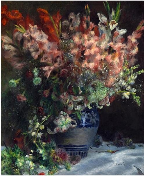 Art Giclee Printed Oil Painting Auguste Renoir Renoir Gladioli in a Vase Decor
