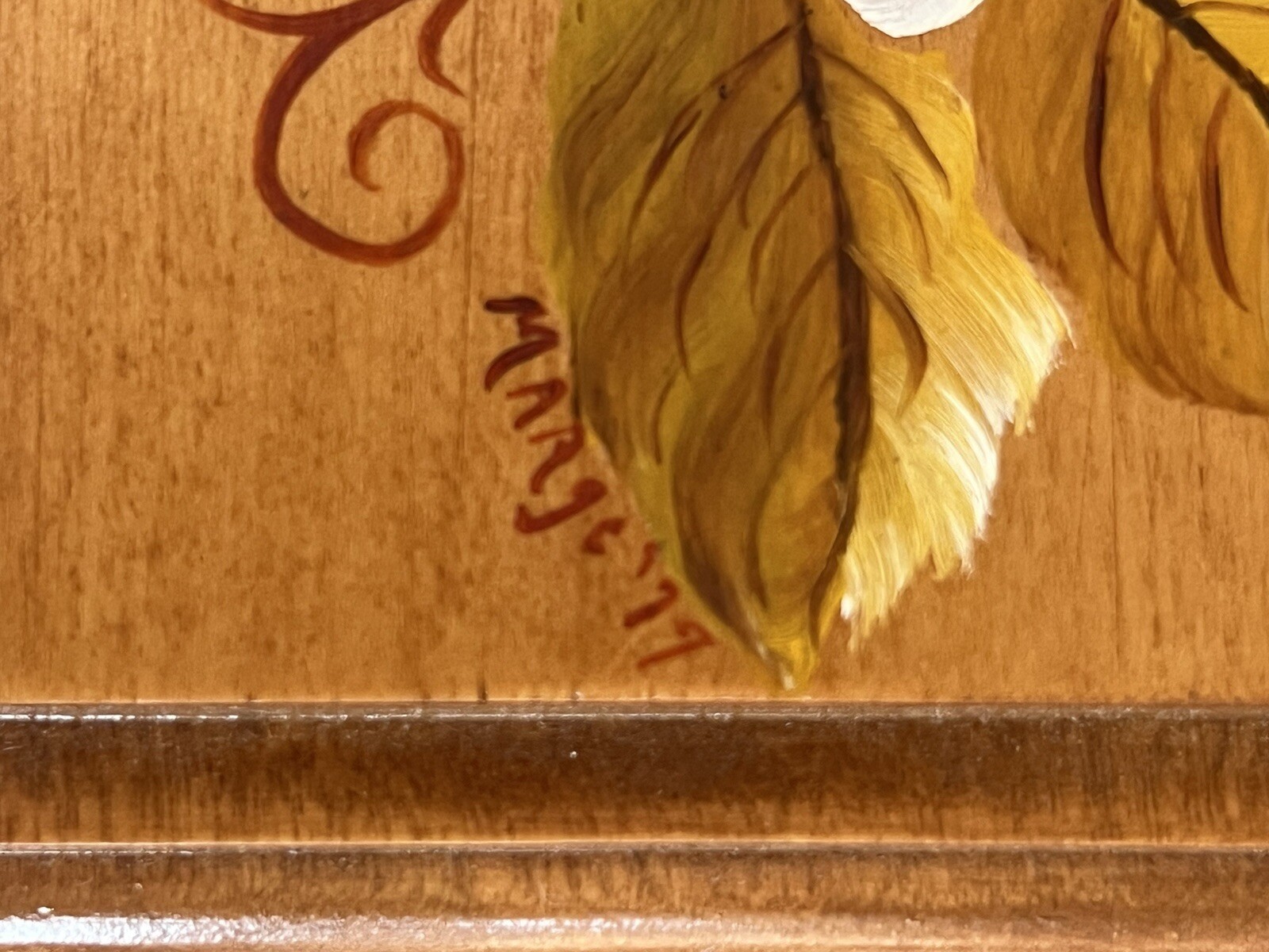VTG Hand Painted and Signed Marge ’79 Trio of Wood Flowers Plaques Daisies, Rose