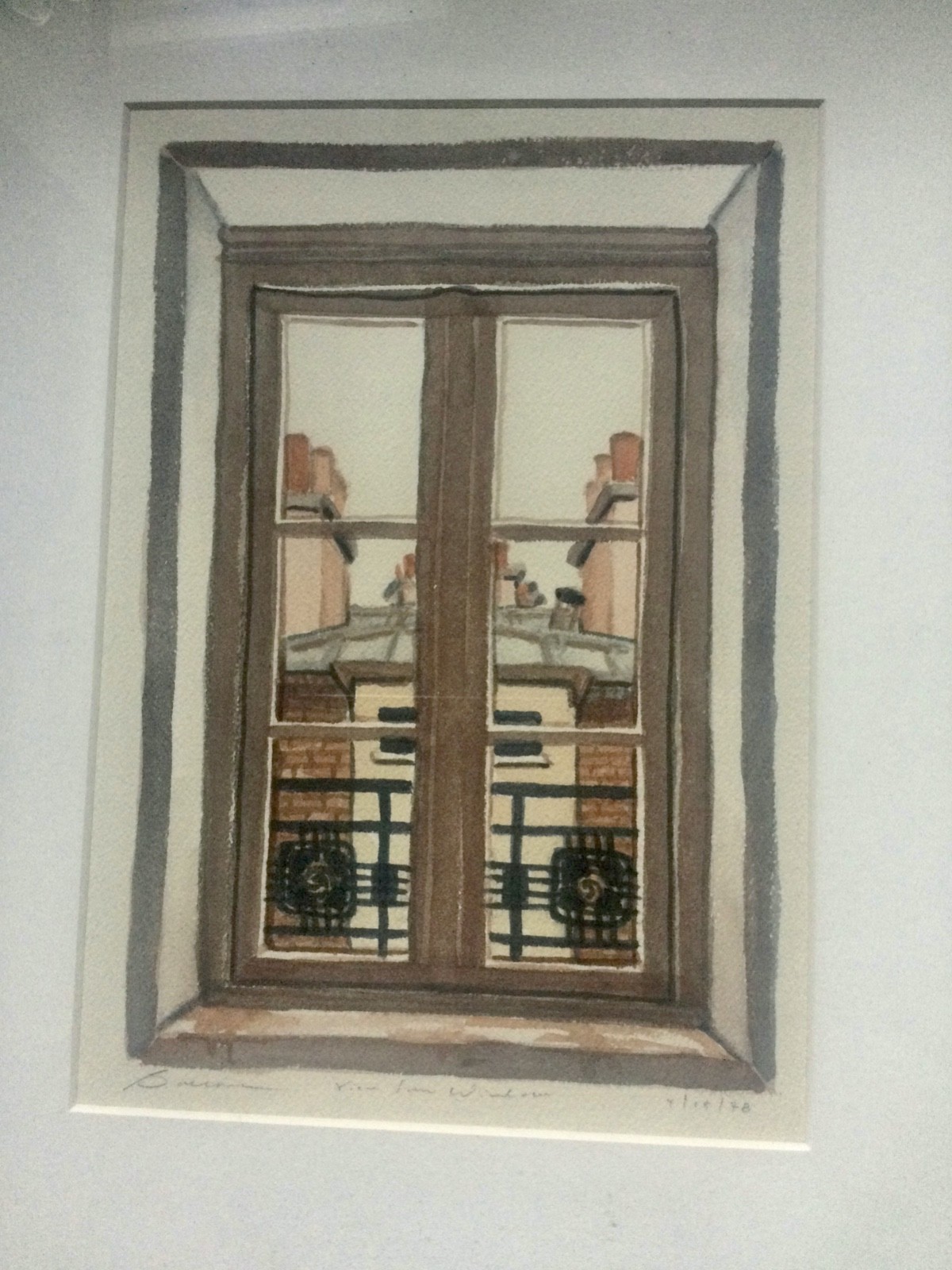 Signed & Dated 1978 «View From Window» New York City Rooftops Original Painting