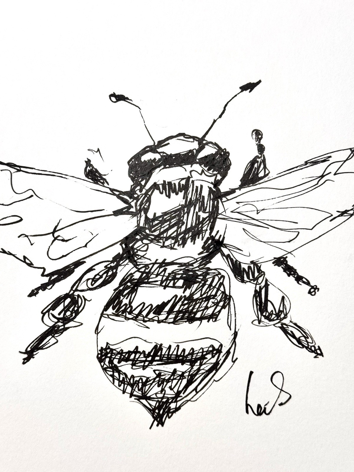 Original Abstract Expressionism Art 9×12 Bee Handmade Gestural Paper Signed