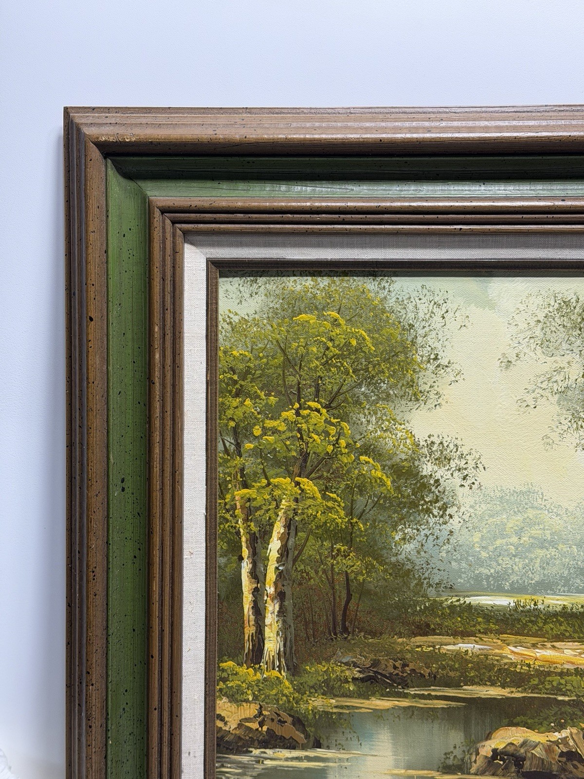 Vintage Framed Oil Painting On Canvas Autumn Landscape River Williams 23”x27”