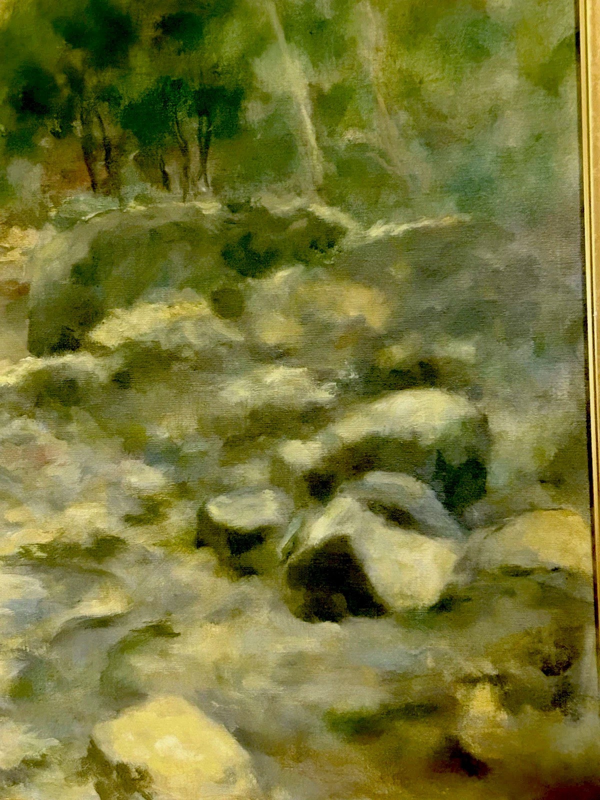 “Boys in a Mountain Stream” by Gerald Bernstein Oil Painting 33.5x39x1.5