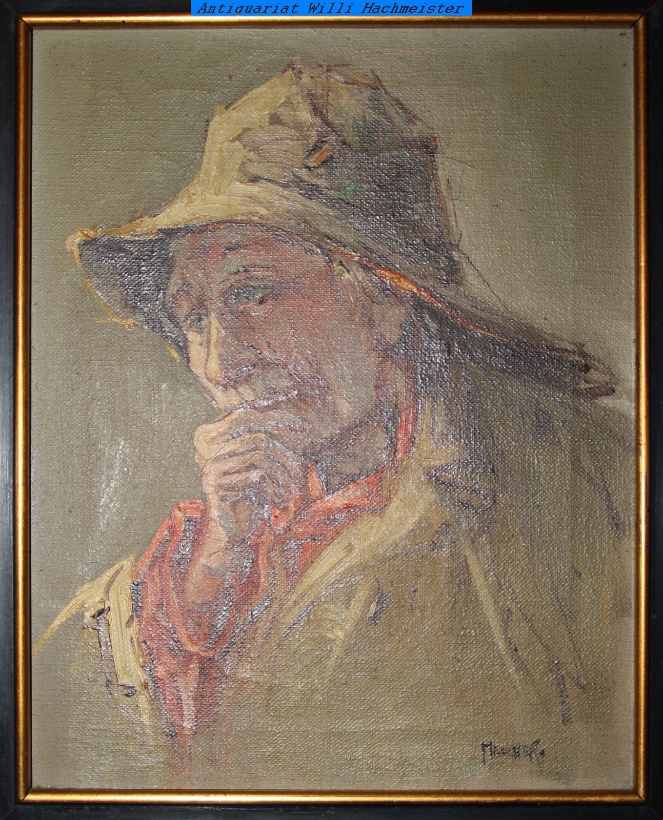 Maritime Breast Portrait, Signed – Oil / Canvas 30x24cm / Shellac Frame 45.5×40.0cm
