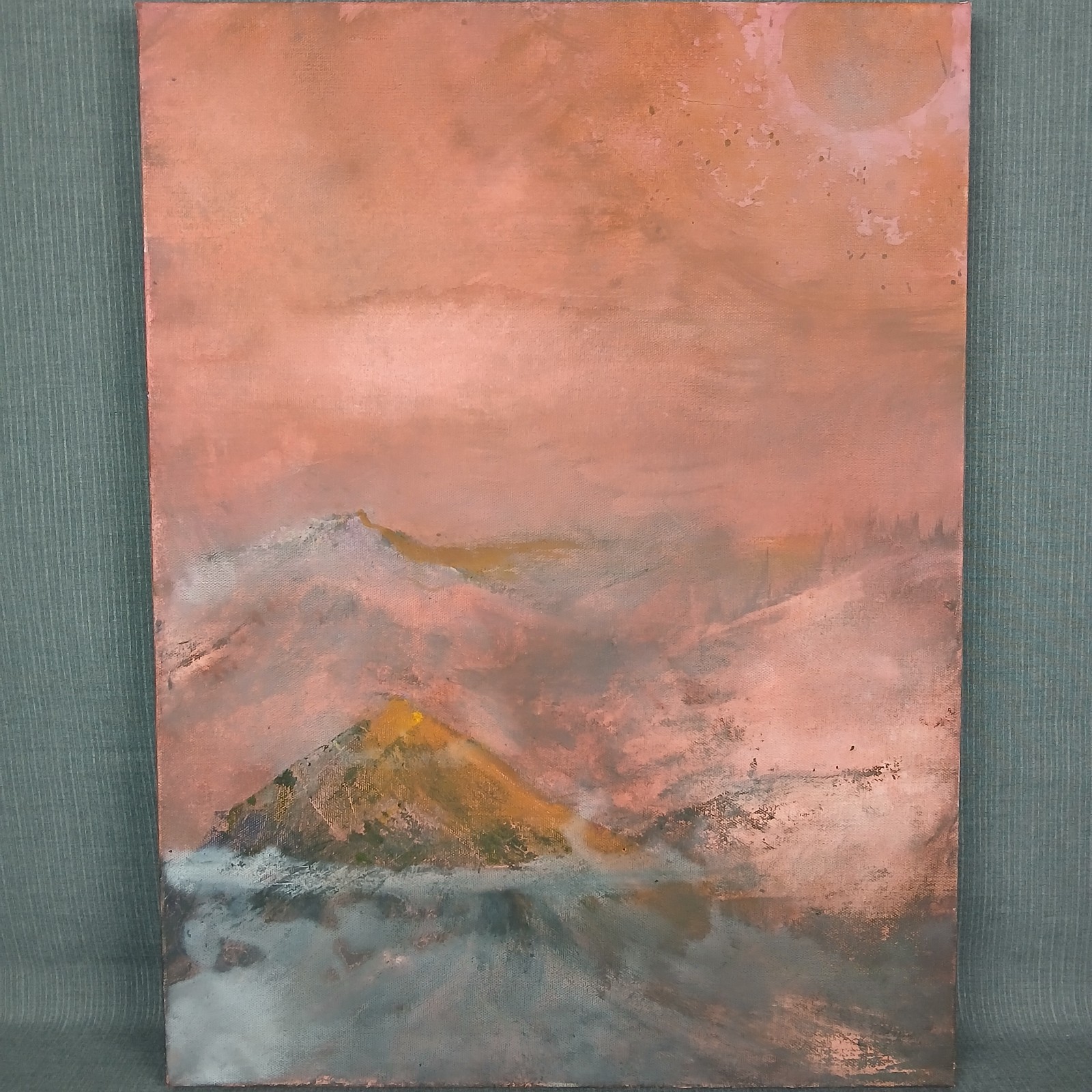 Original Painting on Canvas Haunting Mountain Wildfire Landscape Moody Aesthetic