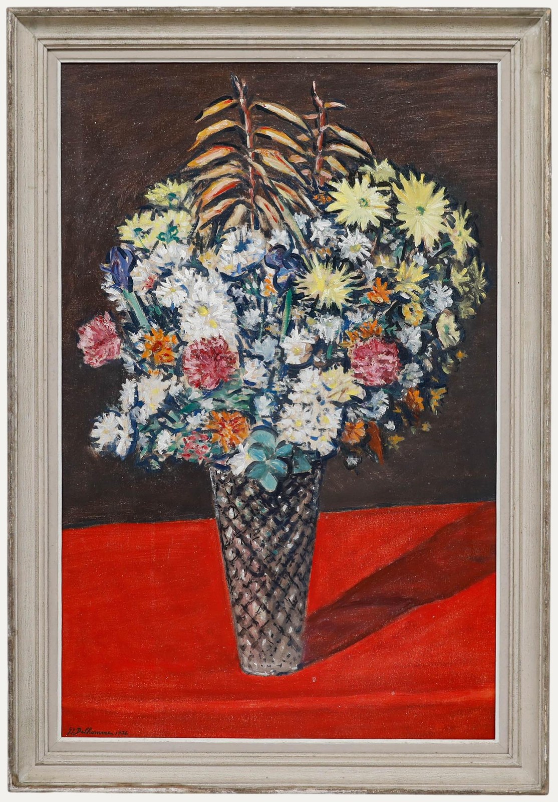 Georges Eugene Delhomme (1904-1989) – 1976 Oil, Daisy Bouquet