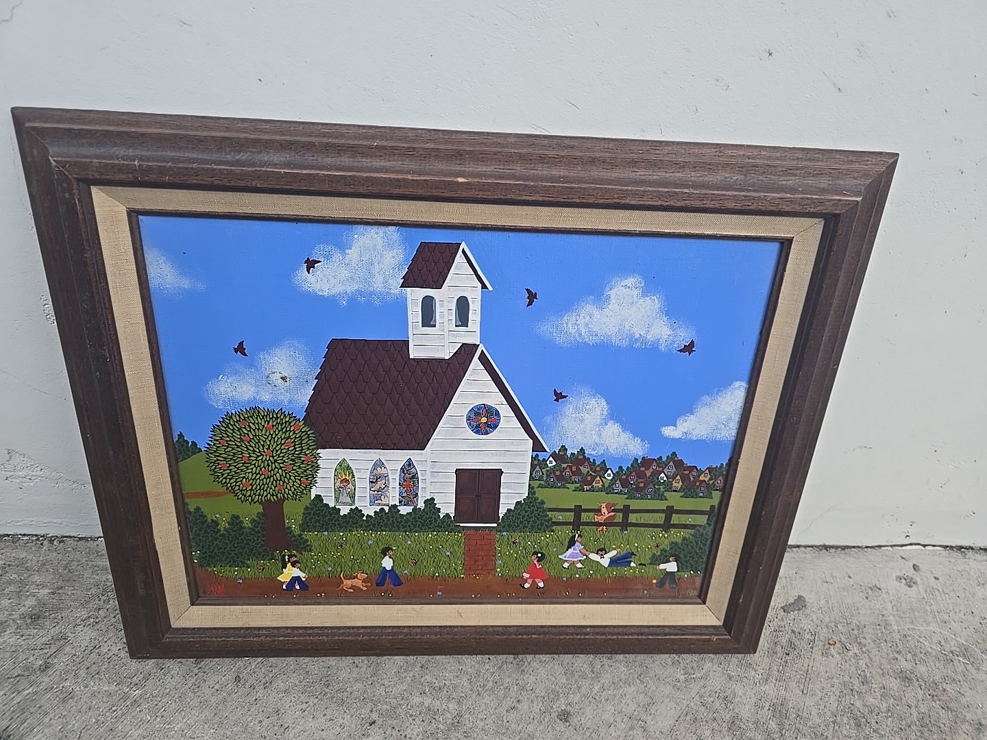 Merry Sunday Morning Original Oil Painting, Signed, Framed 12×16″ (Image)