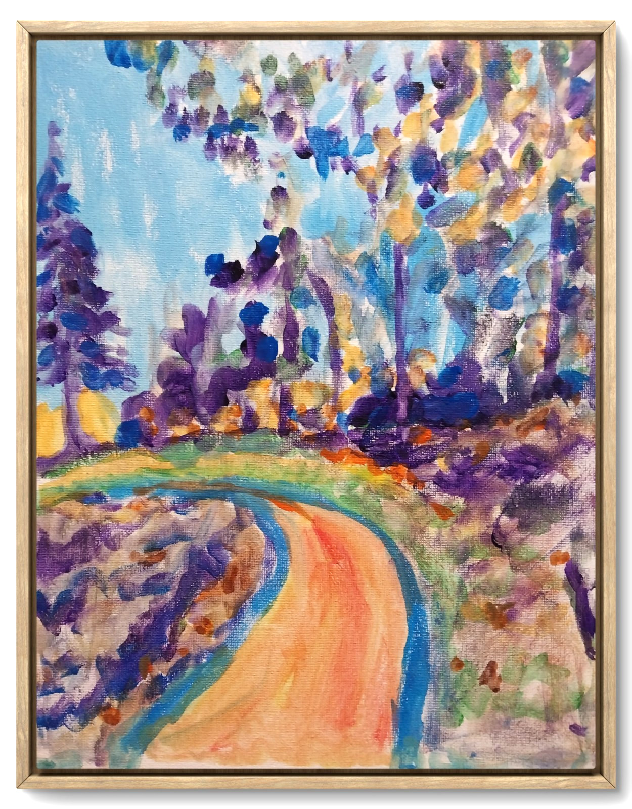 Trees in Park 11×14 Modern Expressionistic Original Signed Canvas Art Acrylic