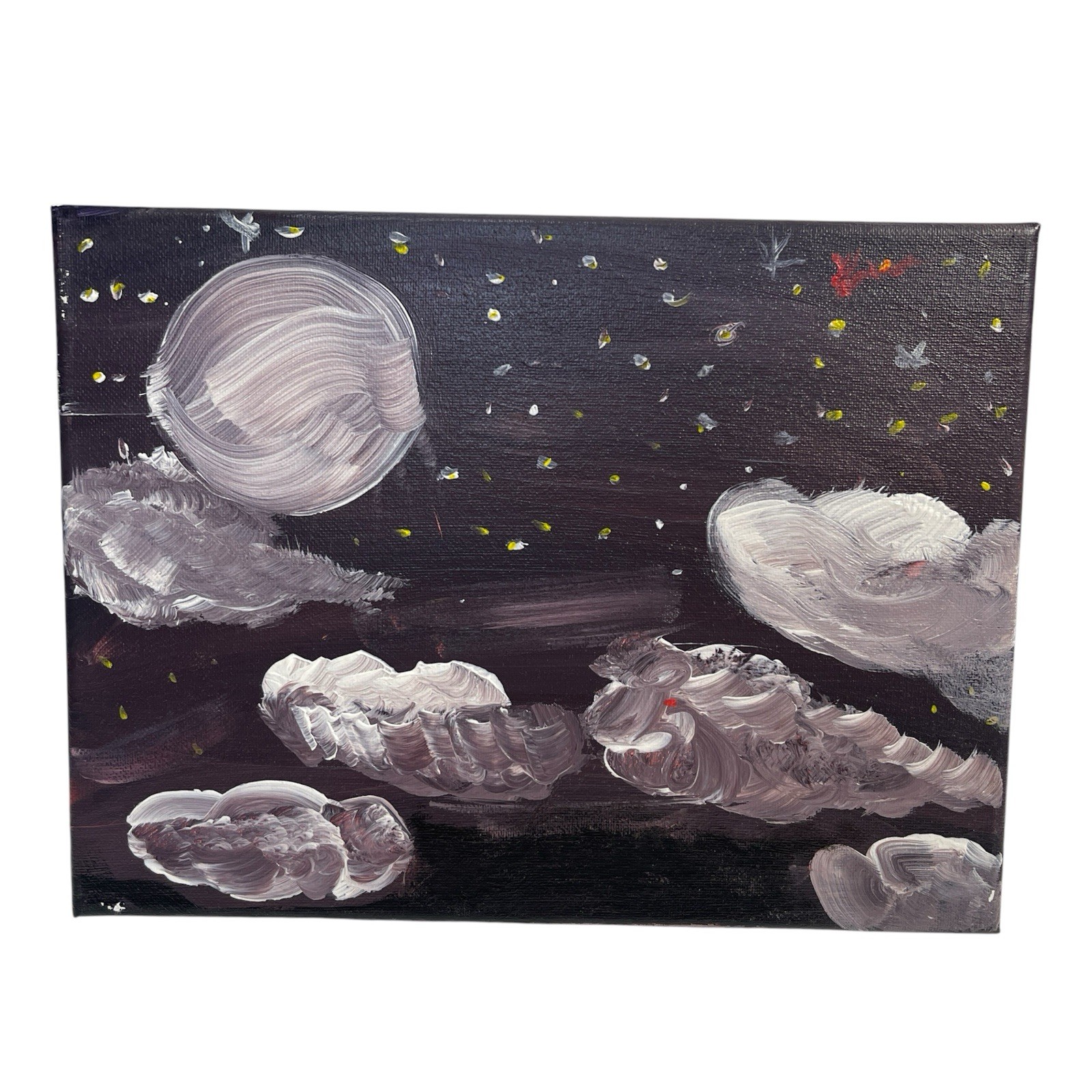 Landscape Night Sky Moon Star Cloud Original Acrylic Painting 1 of 1 Handpainted