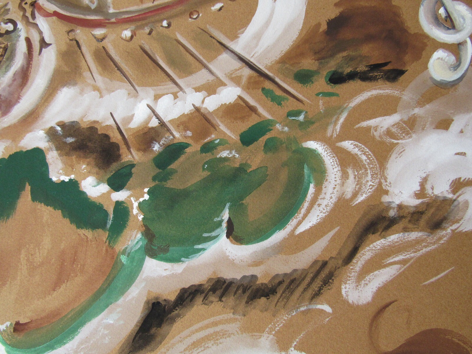 Opera Decor Gouache Drawing Signed by Jacques André Brégère set design painting