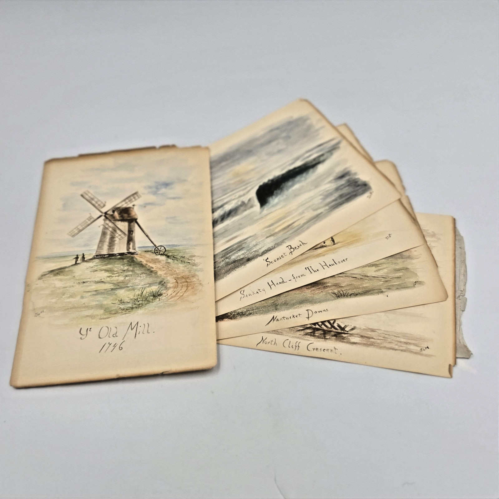SIGNED Vintage Lot Original Artist Watercolor Landscapes SEASCAPES NEW ENGLAND