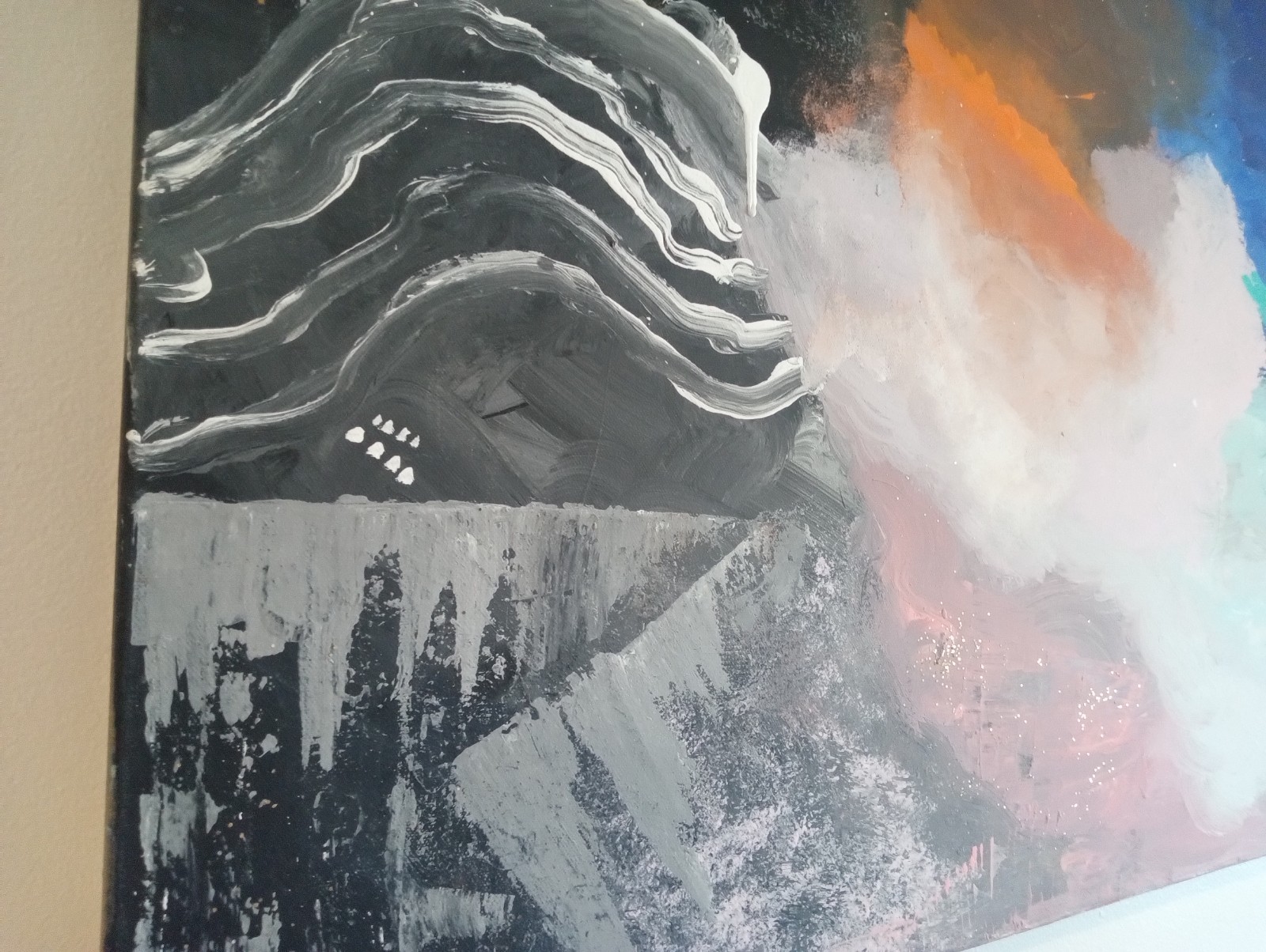 Original Abstract Art Handpainted Acrylic «Deep Space 9″ On Canvas 30″x 24»