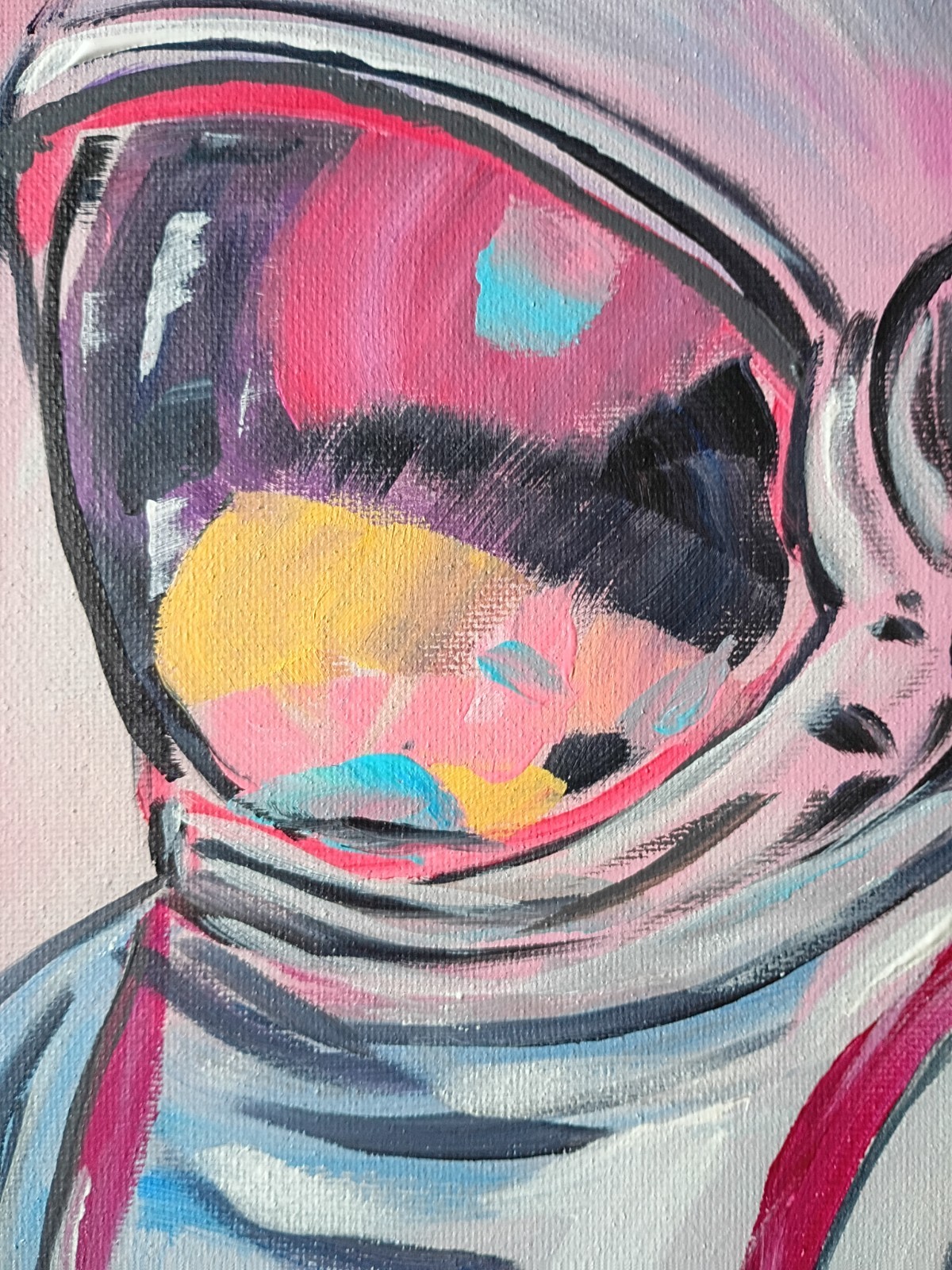 Pastel Astronaut 8×10 Canvas Original Art Outer Space Abstract Expressionism
