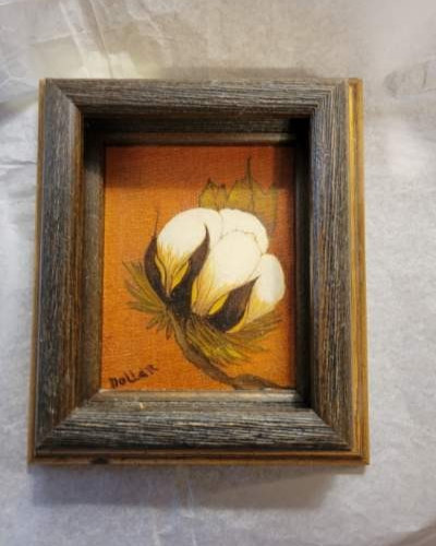 **SALE** VTG Oil Hand Painted Cotton Bowl Deep Frame Gold & Brown 7 1/4 x 6 1/4