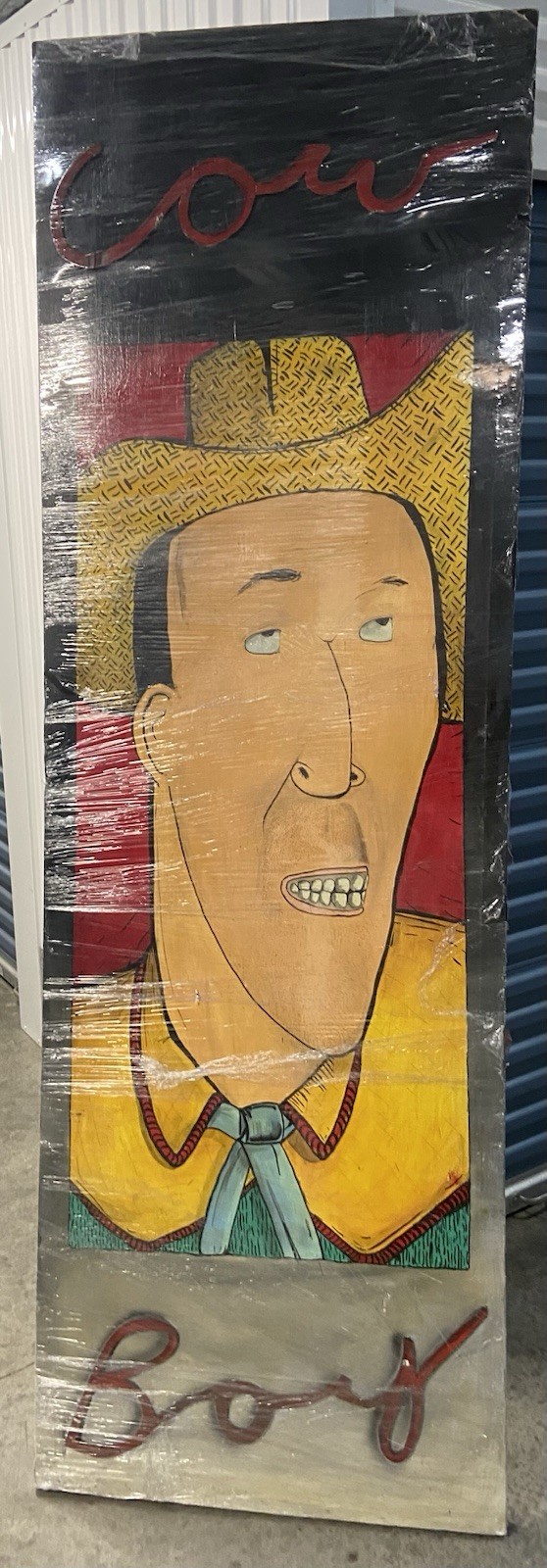 1986 Bill Barminski Original Painting Large 8 Foot By 3 Foot Titled Cow Boy