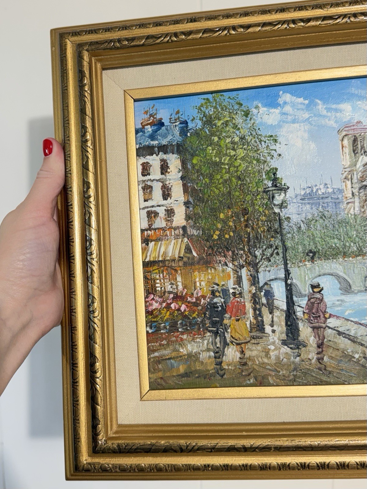 Impressionist Paris Scene Painting Caroline Burnett Gilt Frame