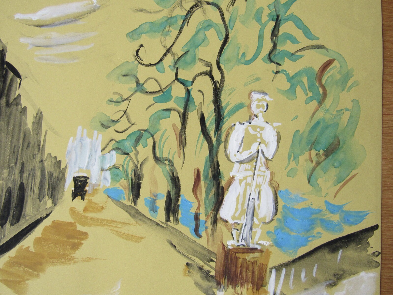 Opera Decor Gouache Drawing Signed by Jacques André Brégère set design painting