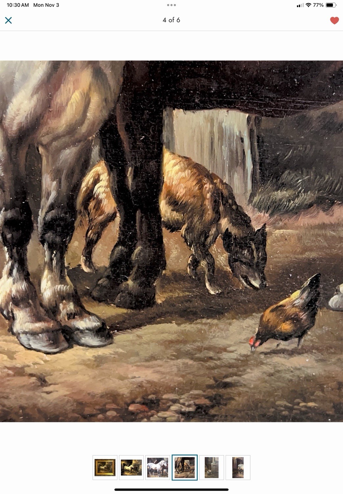 John Frederick Herring, Jr Original Stable Scene Oil Painting On Wood Panel