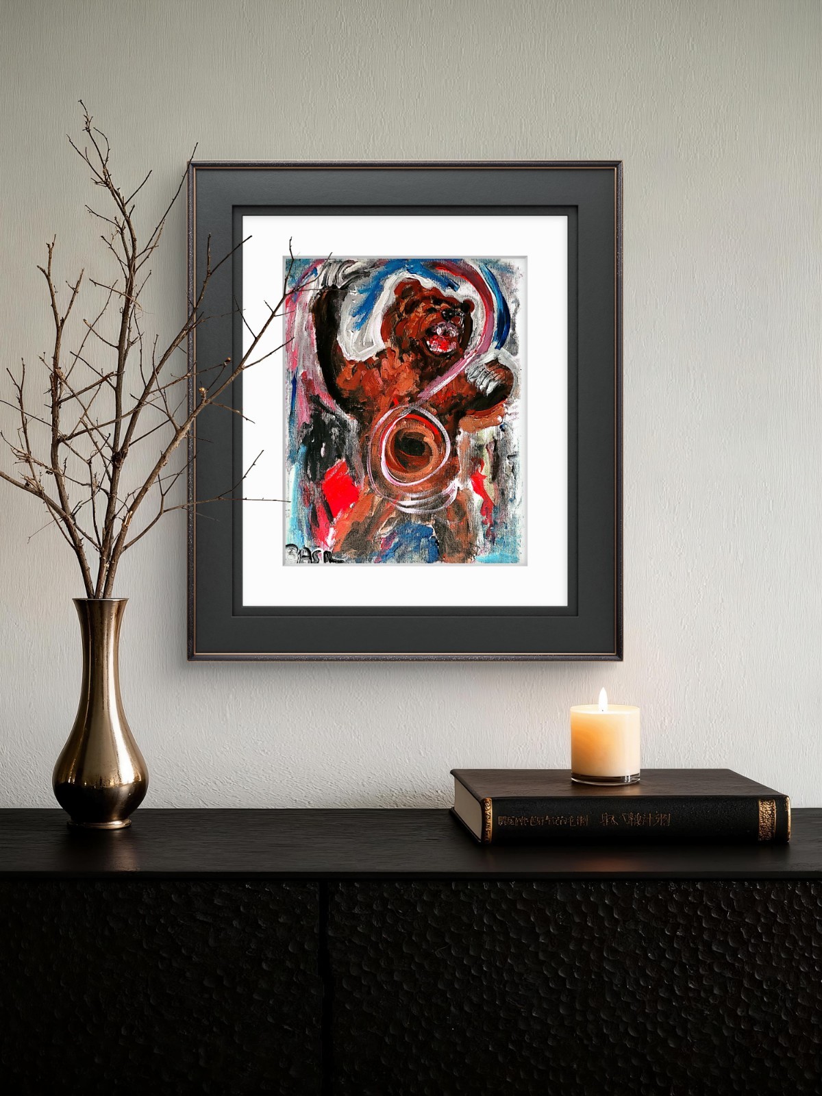 Grizzly Bear Unique Abstract Expressionism Wall Art Canvas Board 11×14